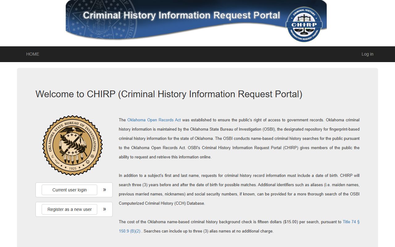 Beaver County criminal court records OSBI CHIRP portal