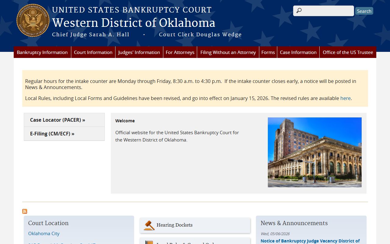 Beaver County District Court federal bankruptcy filings at the Western District of Oklahoma