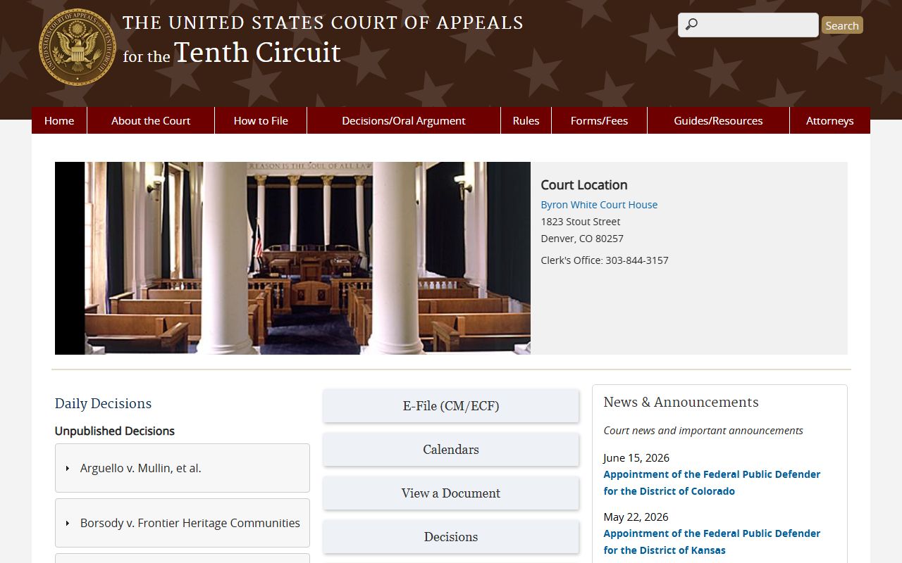 Beaver County District Court federal appeals route at the Tenth Circuit Court of Appeals