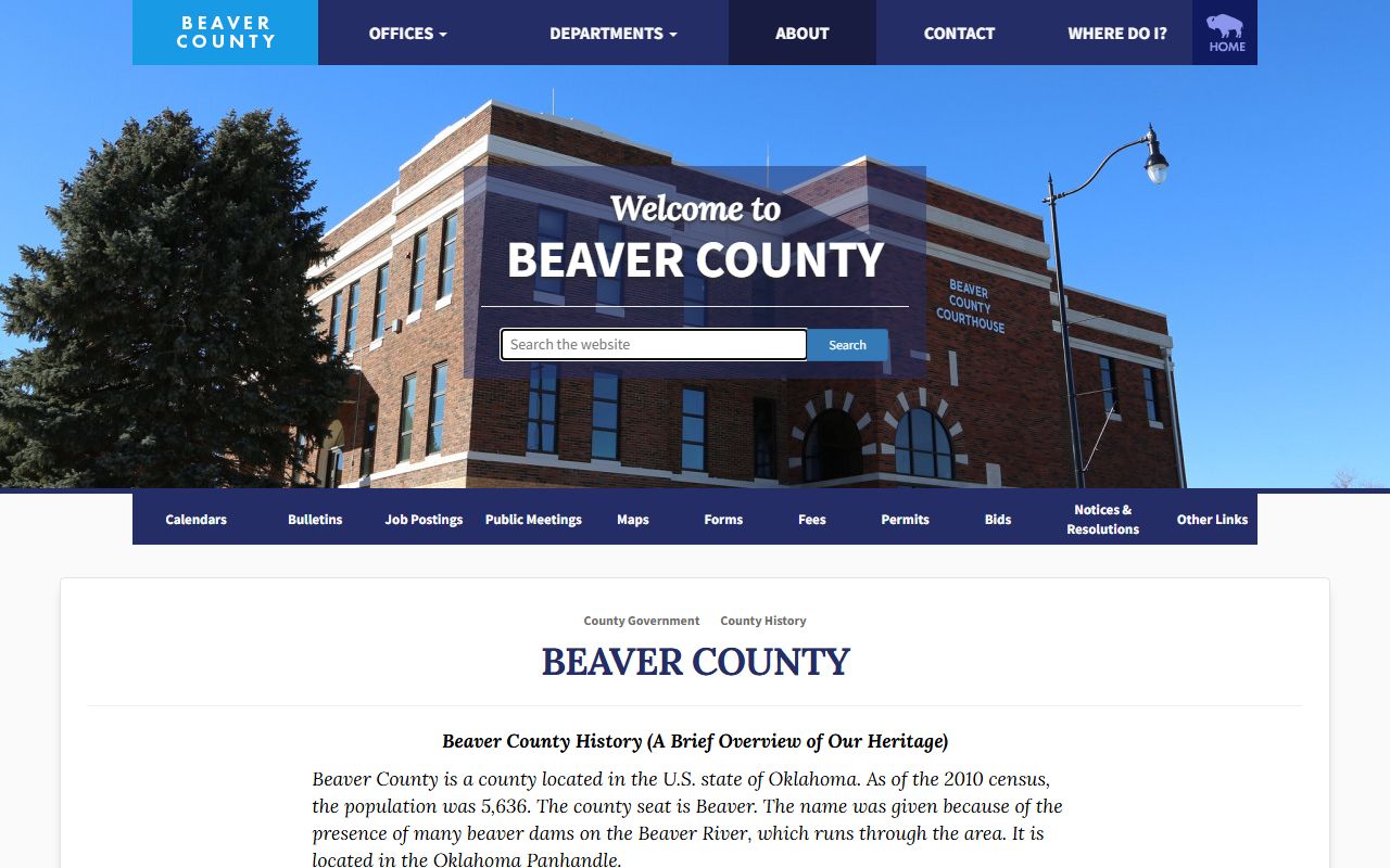 Beaver County court records history and county government overview