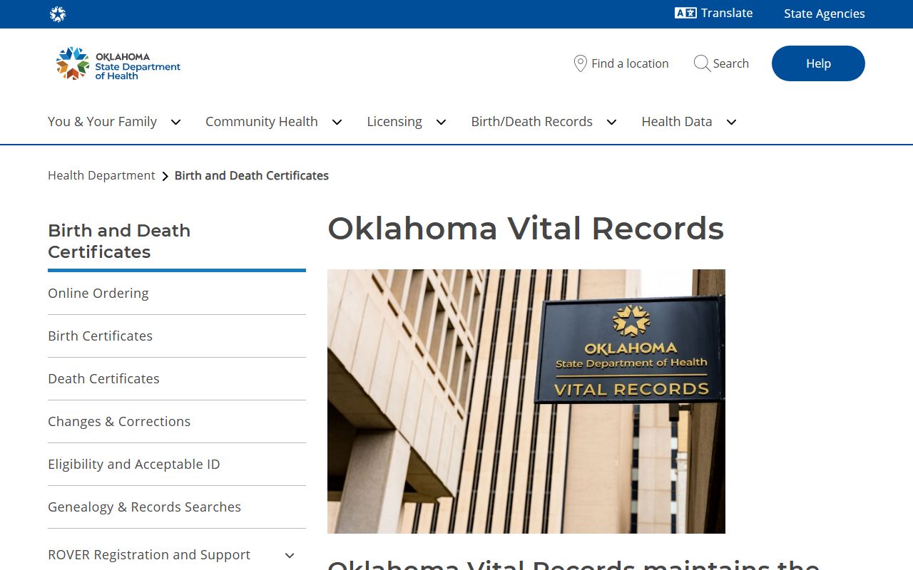 Beaver County marriage and divorce records direction from the Oklahoma vital records page