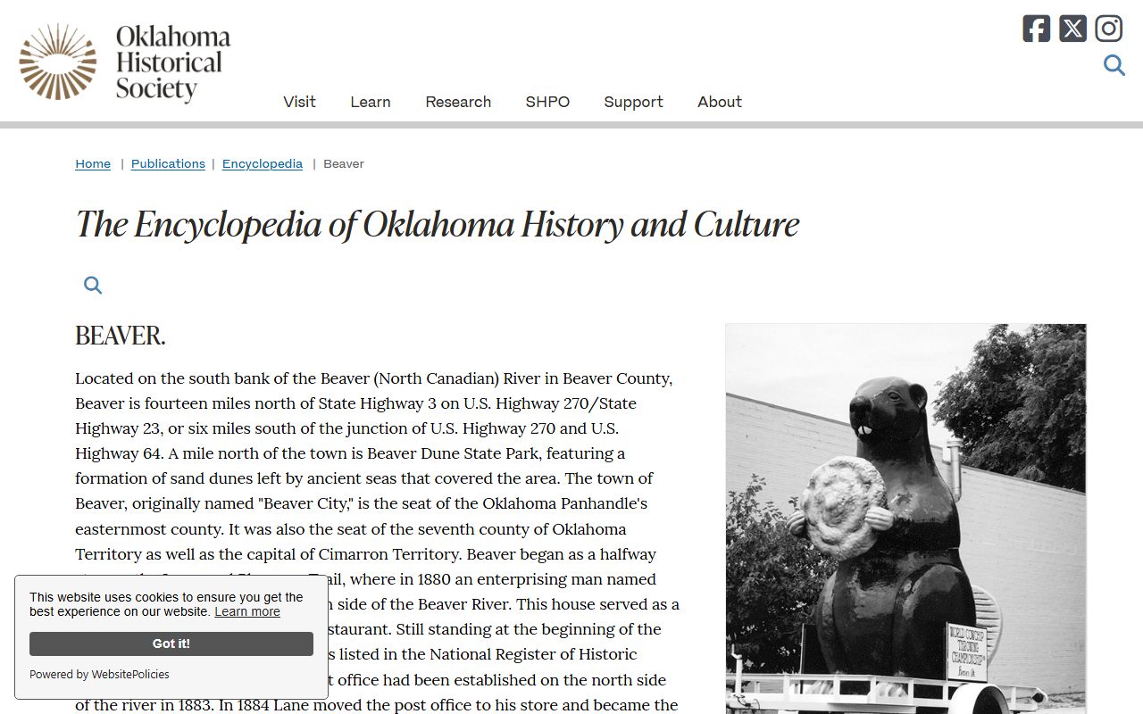 Beaver County probate records and the historic county seat of Beaver, Oklahoma
